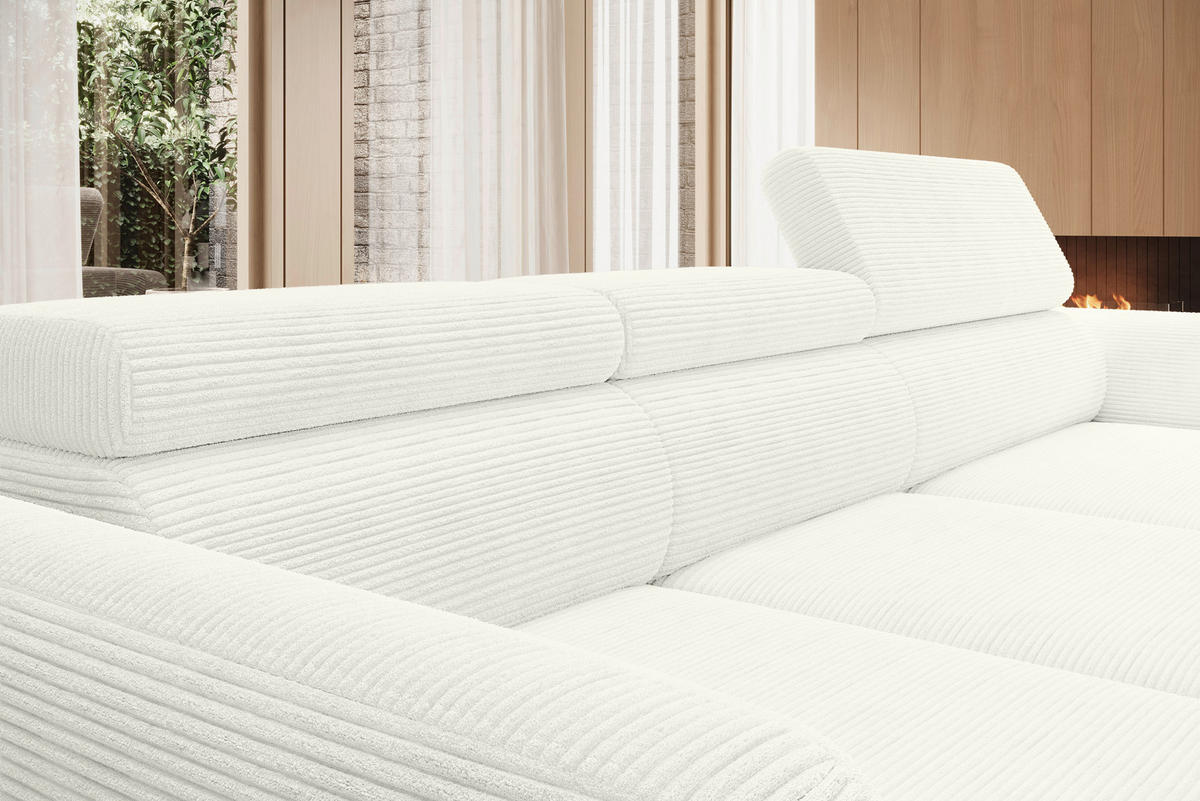 ECKSOFA in Cord Creme  - Creme/Schwarz, Konventionell, Textil/Metall (277/174cm) - Carryhome