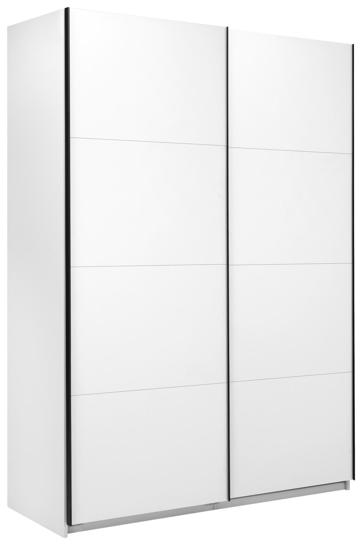 SCHIEBETÜRENSCHRANK 150/211,5/61,5 cm 2-türig Weiß  - Schwarz/Weiß, MODERN, Holzwerkstoff/Metall (150/211,5/61,5cm) - MID.YOU