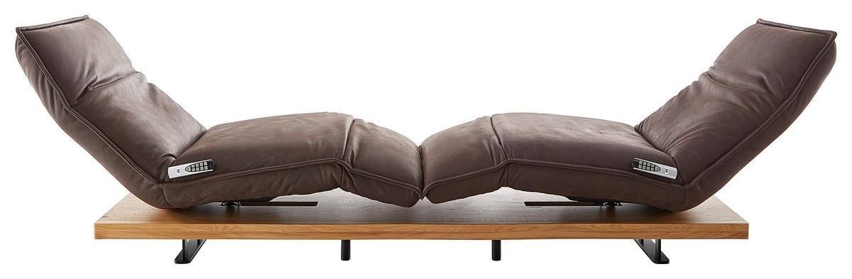 2-SITZER-SOFA in Mikrofaser Braun  - Eichefarben/Schwarz, Natur, Holz/Textil (240/63/115cm) - Koinor