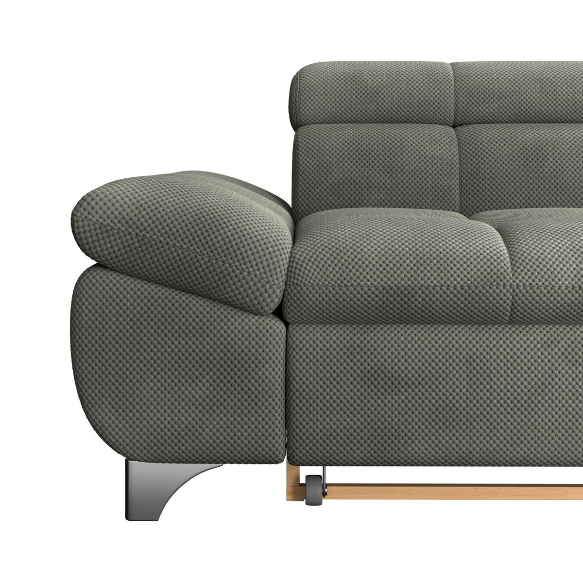 ECKSOFA Grün Chenille  - Chromfarben/Grün, KONVENTIONELL, Textil/Metall (312/234cm) - Livetastic