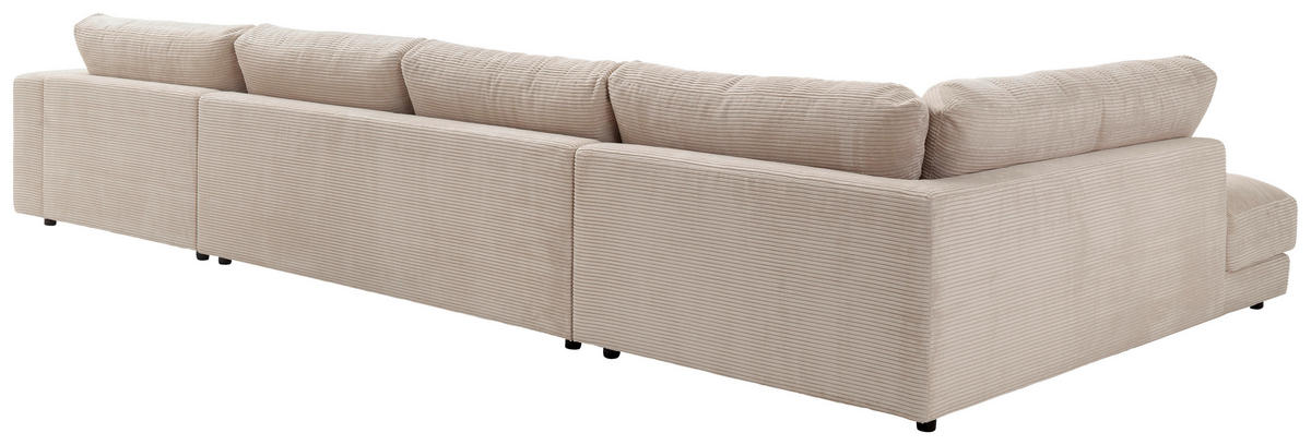 WOHNLANDSCHAFT Creme Cord  - Creme/Schwarz, Design, Kunststoff/Textil (224/425/190cm) - Hom`in