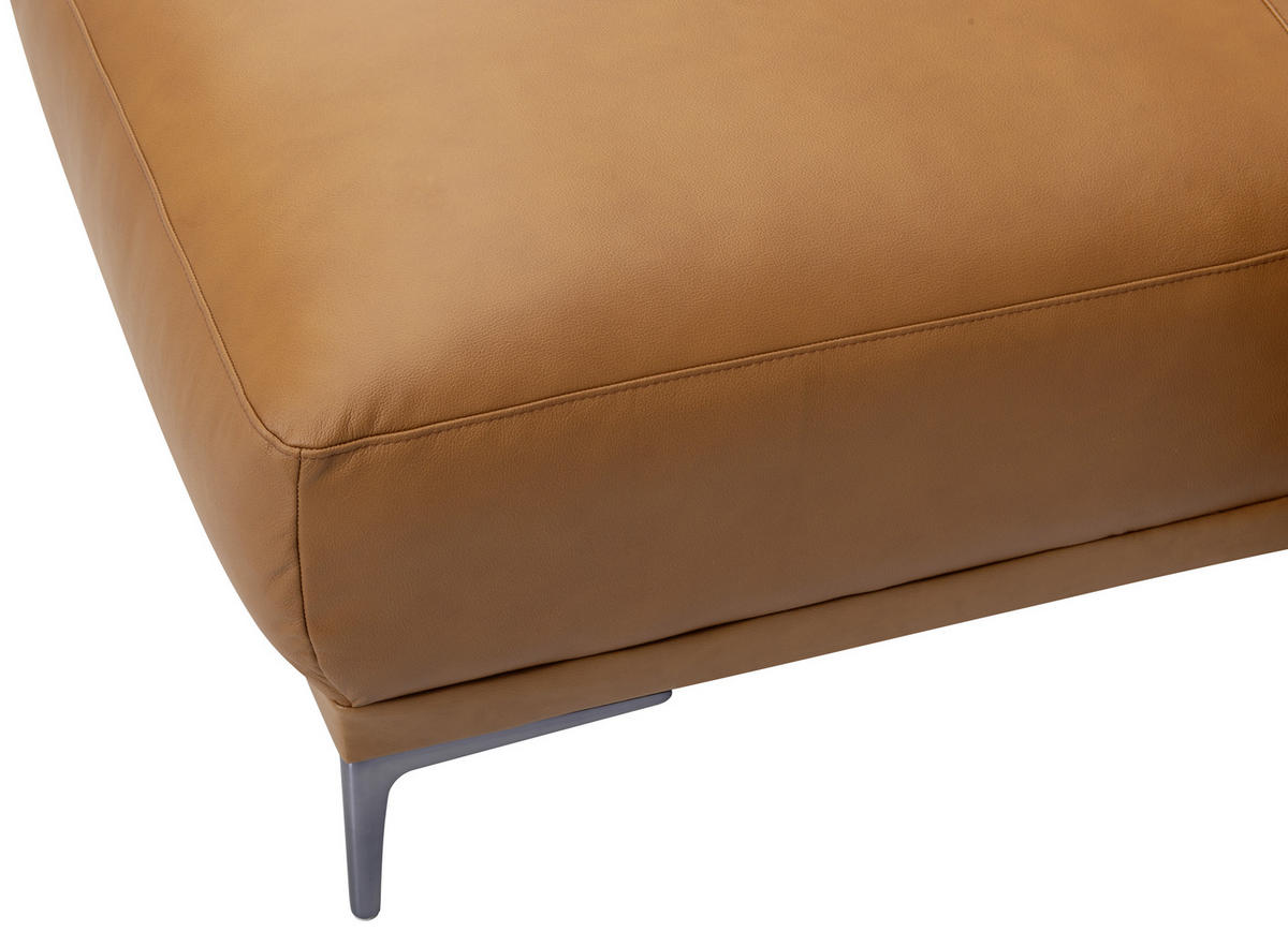 SOFFA i brun  - kromfärg/brun, Modern, metall/läder (385/88/163/210cm) - Welnova