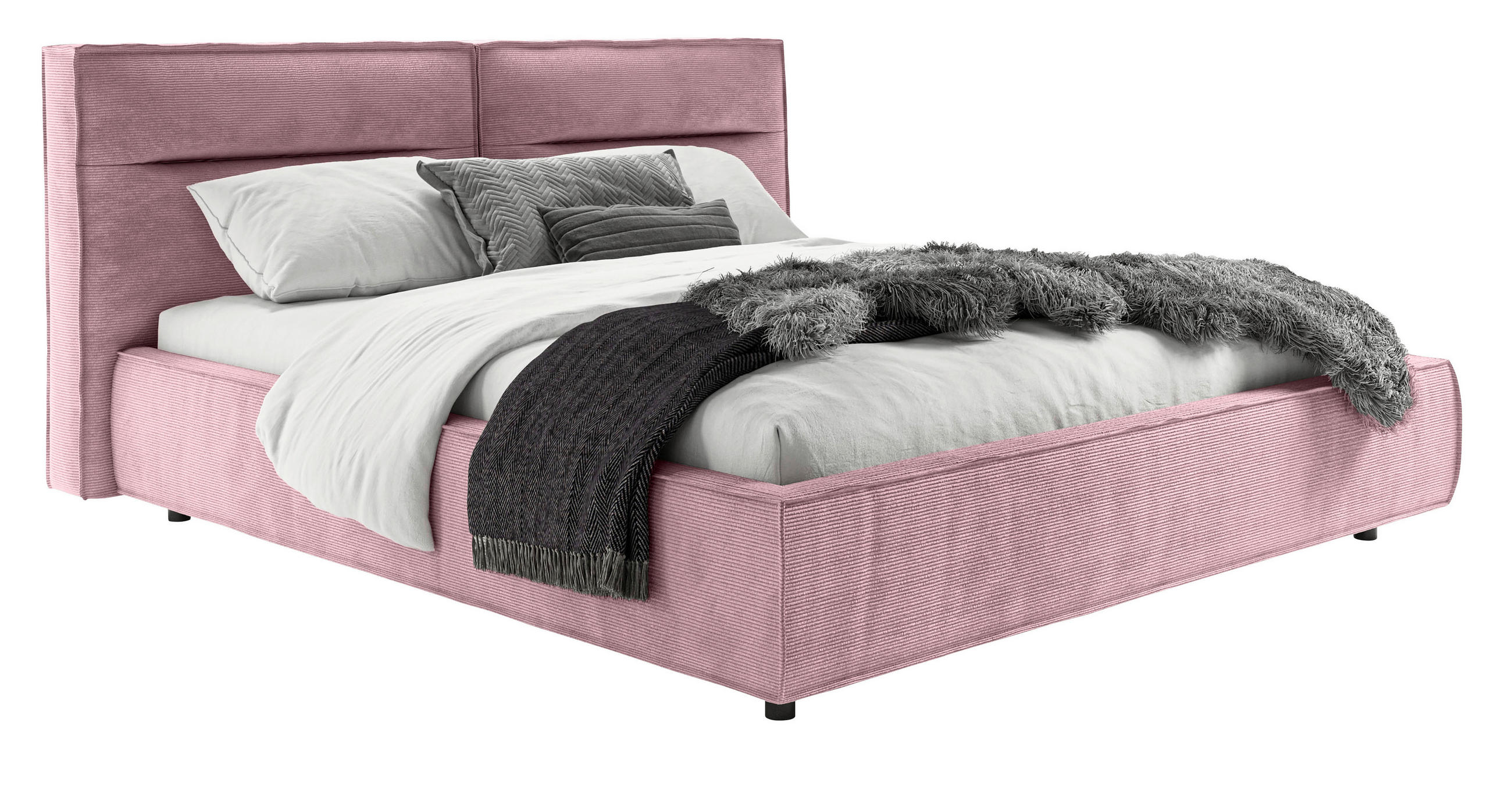 POLSTERBETT 180/200 cm  in Altrosa  - Schwarz/Altrosa, Design, Kunststoff/Textil (180/200cm) - Lomoco