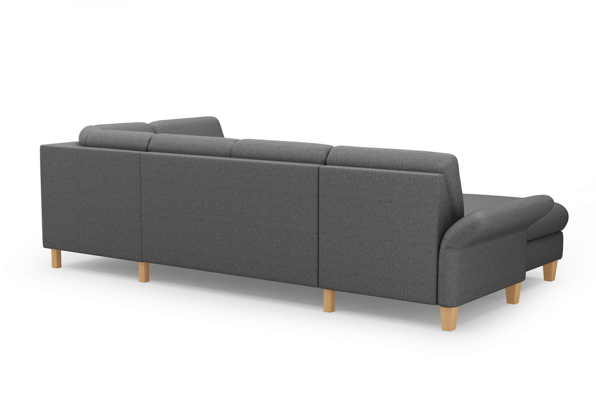 WOHNLANDSCHAFT Dunkelgrau Flachgewebe  - Eichefarben/Dunkelgrau, KONVENTIONELL, Holz/Textil (164/314/195cm) - Sit & More