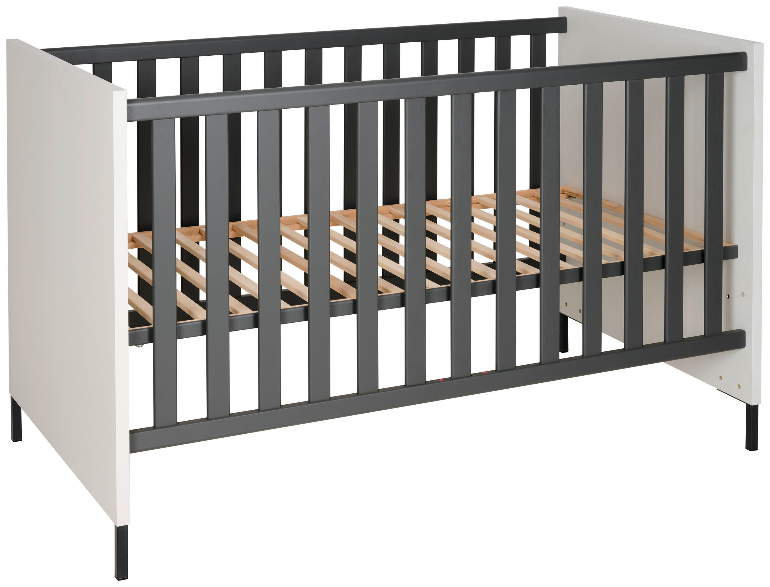 GITTERBETT Milan Buche Anthrazit, Grau - Anthrazit/Grau, Basics, Holz (144/78/93cm) - Jimmylee