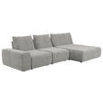 ECKSOFA in Velours Greige  - Greige/Schwarz, Design, Kunststoff/Textil (342/174cm) - Xora