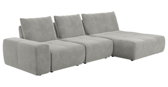 ECKSOFA in Velours Greige  - Greige/Schwarz, Design, Kunststoff/Textil (342/174cm) - Xora