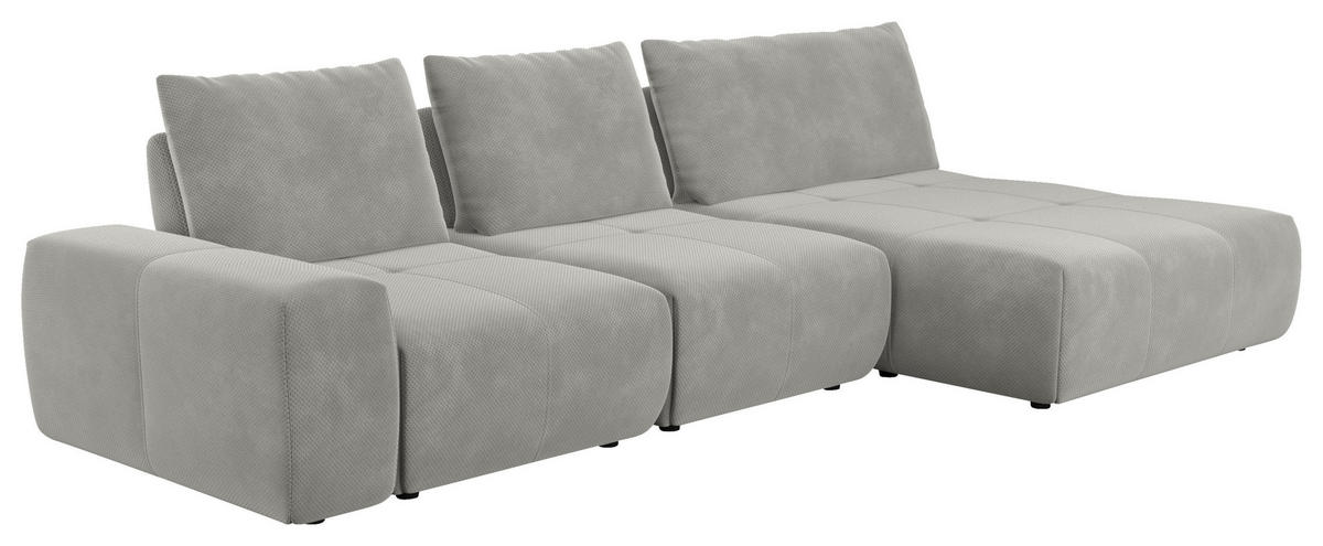 ECKSOFA in Velours Greige  - Greige/Schwarz, Design, Kunststoff/Textil (347/174cm) - Xora