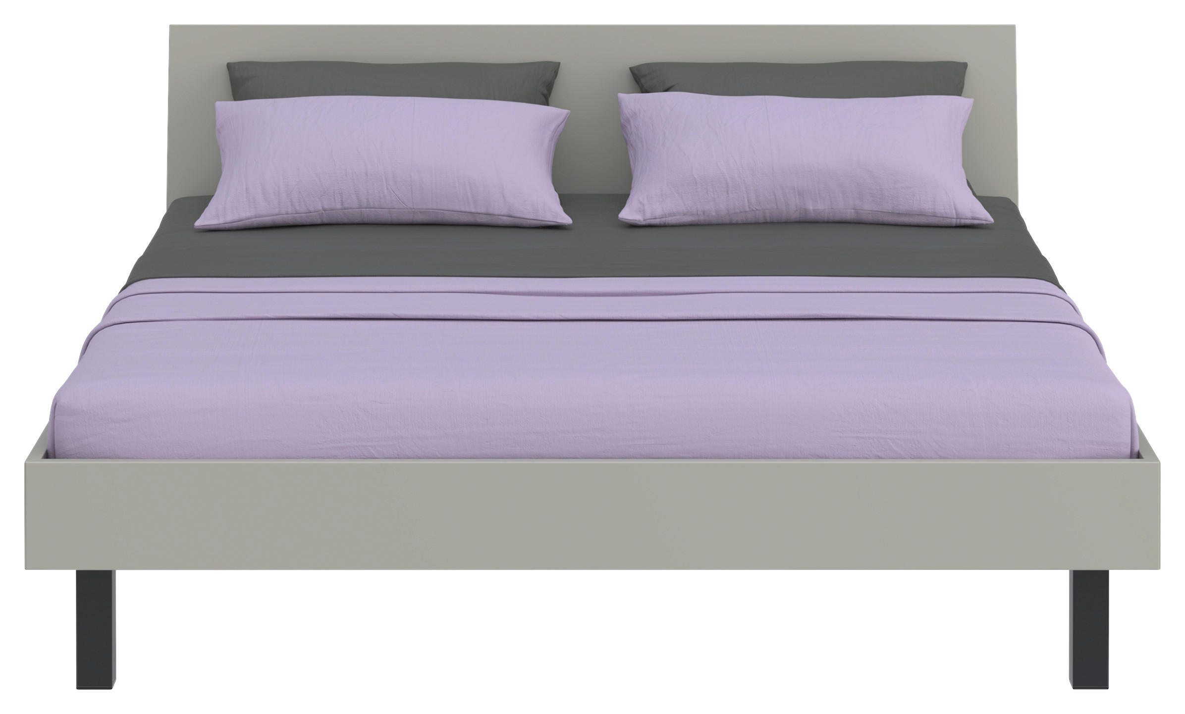 BETT 180/200 cm  in Hellgrau  - Hellgrau/Schwarz, Design, Metall (180/200cm) - Xora