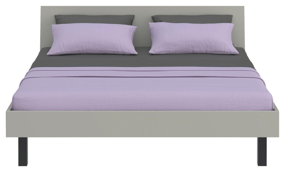 BETT 180/200 cm  in Hellgrau  - Hellgrau/Schwarz, Design, Holzwerkstoff/Metall (180/200cm) - Xora