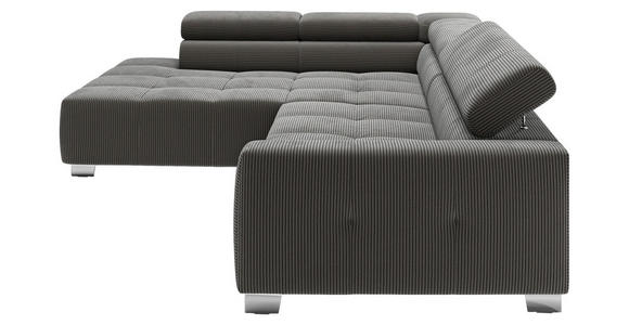 ECKSOFA Dunkelgrau Cord  - Chromfarben/Dunkelgrau, KONVENTIONELL, Textil/Metall (219/311cm) - Hom`in