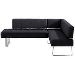 ECKBANK 227/165 cm  in Schwarz, Edelstahlfarben  - Edelstahlfarben/Schwarz, Design, Textil/Metall (227/165cm) - Moderano