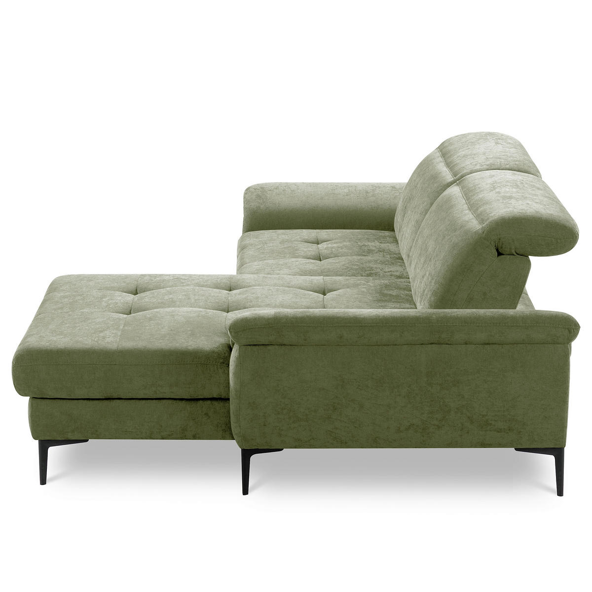 ECKSOFA  Webstoff Grün  - Schwarz/Grün, Design, Textil/Metall (268/195cm) - Livetastic