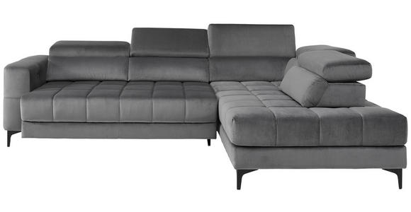 ECKSOFA inkl.Funktionen Dunkelgrau Samt - Dunkelgrau/Schwarz, Design, Kunststoff/Textil (281/202cm) - Xora