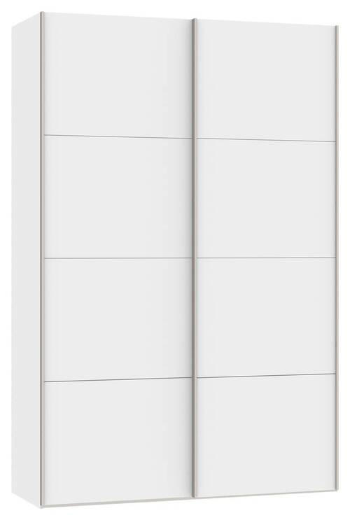 SCHWEBETÜRENSCHRANK 152/236/65 cm 2-türig Weiß  - Edelstahlfarben/Weiß, Design, Holzwerkstoff (152/236/65cm) - Boxxx