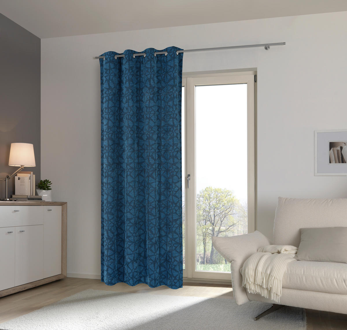 ÖSENSCHAL blickdicht 140/245 cm   - Blau, Design, Textil (140/245cm) - Esposa
