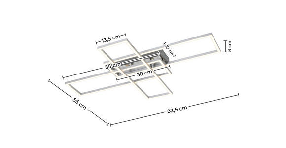 LED-DECKENLEUCHTE 82,5/55/8 cm - Chromfarben/Silberfarben, Basics, Kunststoff/Metall (82,5/55/8cm) - Novel