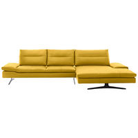 ECKSOFA in Echtleder Gelb  - Gelb/Schwarz, Modern, Leder/Metall (342/158cm) - Chilliano