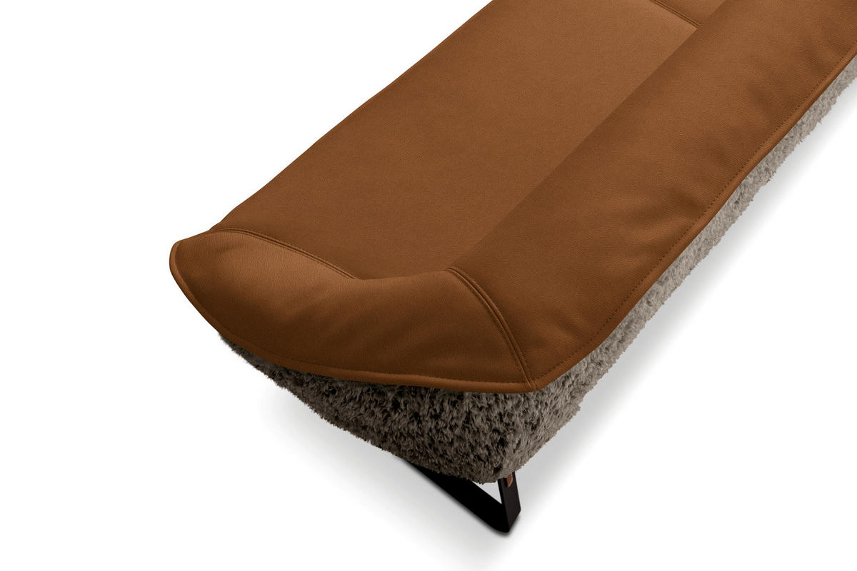 SITZBANK Textil, Leder Braun  - Schwarz/Braun, Design, Leder/Holz (229/88/80cm) - Koinor