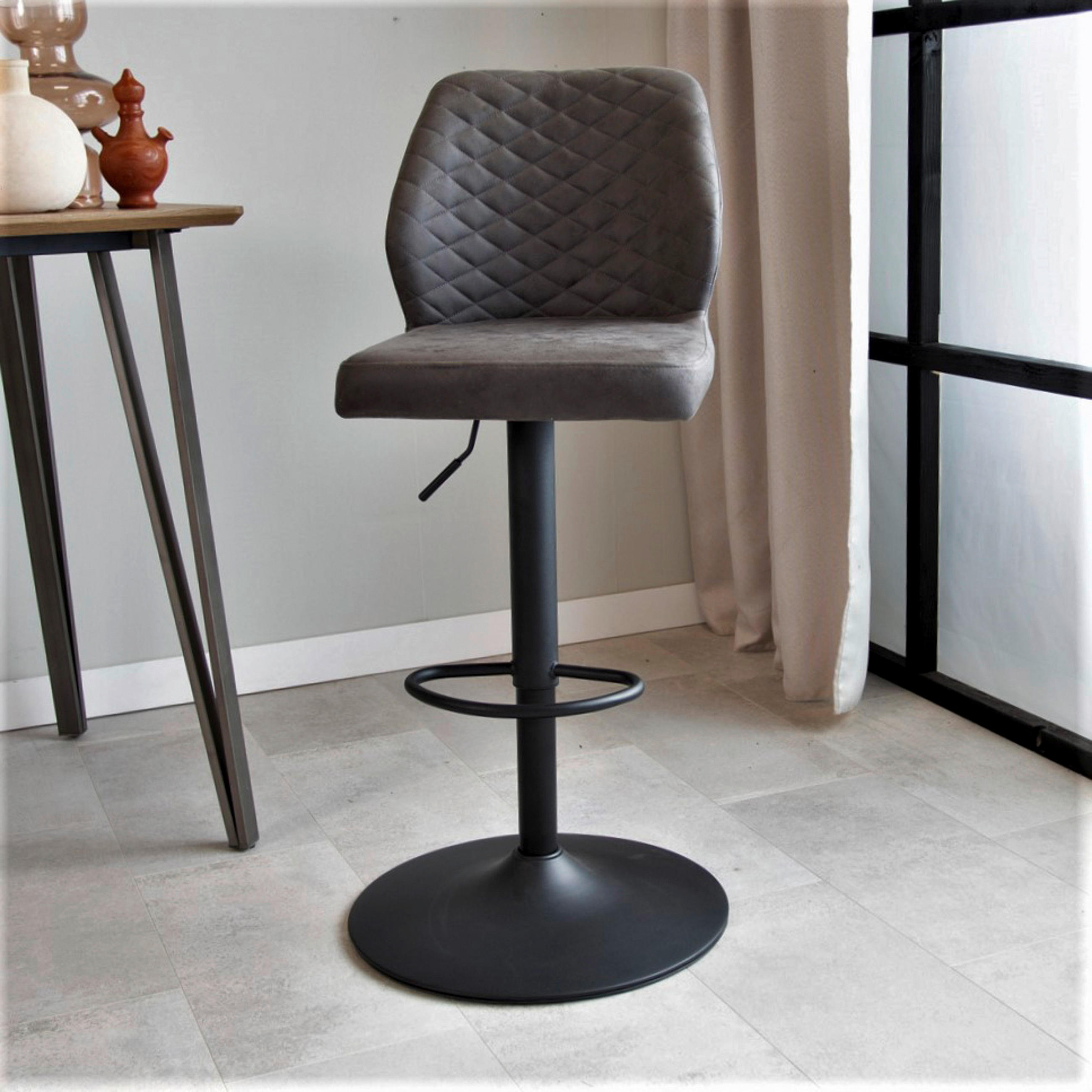 BARHOCKER-SET Mikrofaser Anthrazit  - Anthrazit/Schwarz, KONVENTIONELL, Textil/Metall (42/114/52cm) - MID.YOU