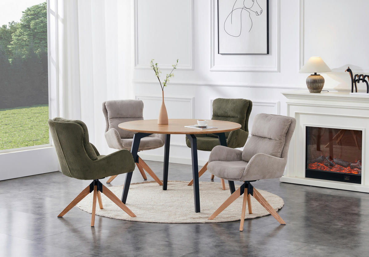 ARMLEHNSTUHL  in Eisen Cord  - Taupe/Naturfarben, KONVENTIONELL, Holz/Textil (60/91/72cm) - Livetastic