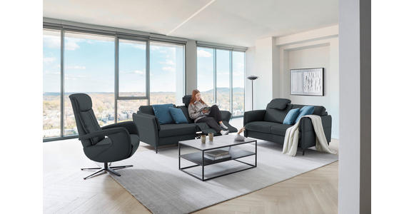 3-SITZER-SOFA in Leder Dunkelblau  - Schwarz/Dunkelblau, Design, Leder/Metall (190/84/99cm) - Dieter Knoll