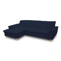 ECKSOFA Dunkelblau Mikrofaser  - Eichefarben/Dunkelblau, KONVENTIONELL, Holz/Textil (170/281cm) - MID.YOU
