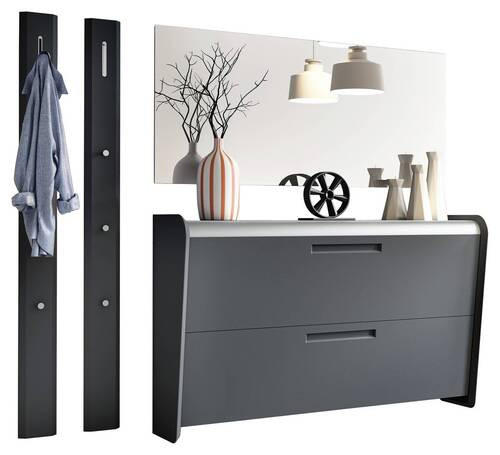GARDEROBE  in 195/185/36 cm  - Anthrazit/Alufarben, Design, Holzwerkstoff/Metall (195/185/36cm) - Dieter Knoll