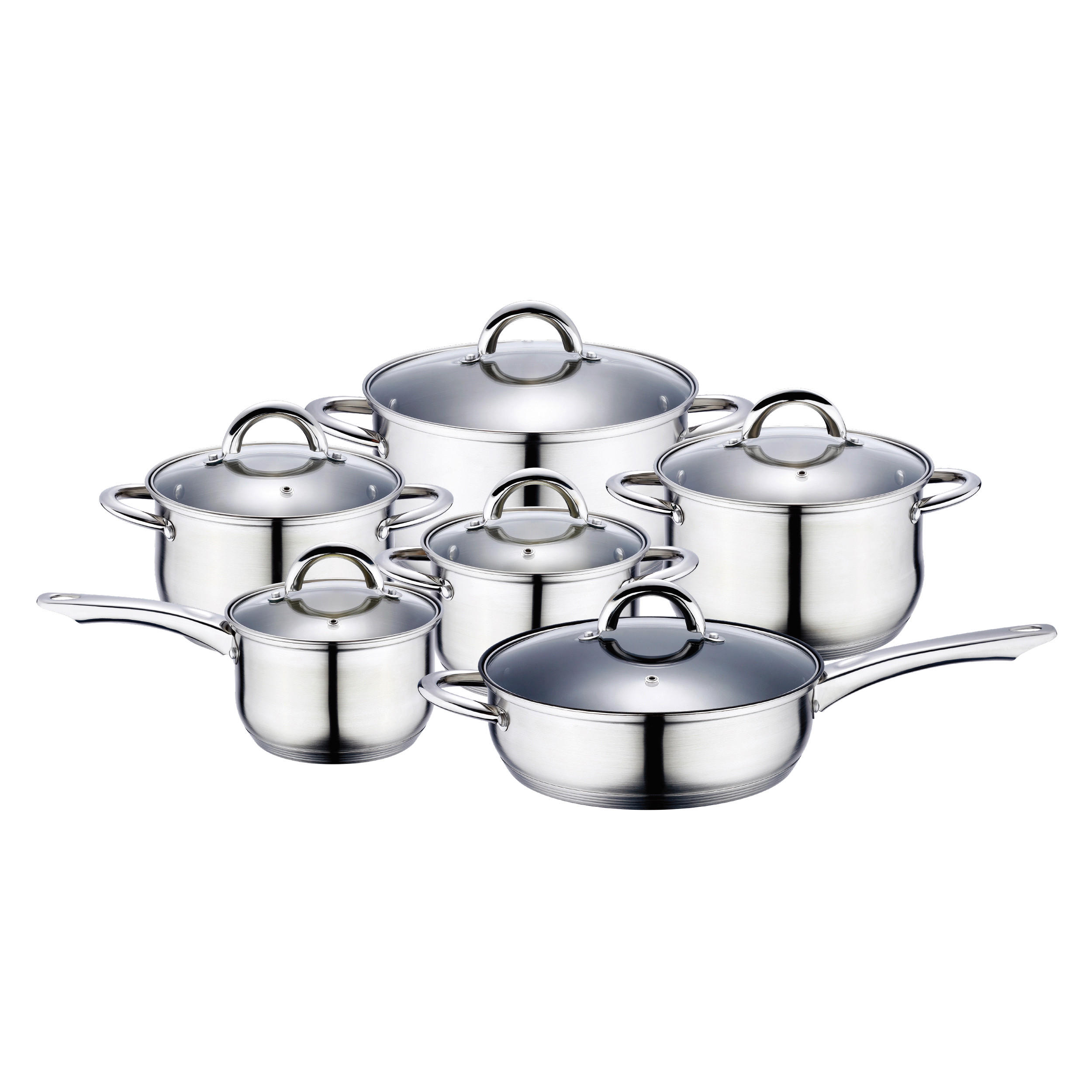 KOCHTOPFSET 12-teilig  - Edelstahlfarben/Transparent, MODERN, Glas/Metall