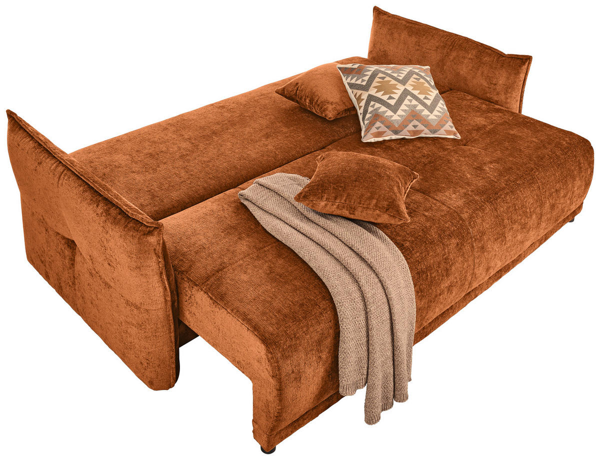 BOXSPRINGSOFA in Chenille Rostfarben  - Rostfarben/Schwarz, MODERN, Kunststoff/Textil (235/95/108cm) - Hom`in