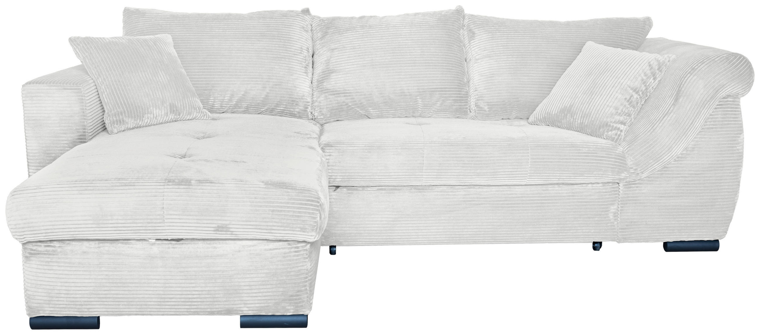 ECKSOFA Hellgrau Cord  - Hellgrau/Schwarz, KONVENTIONELL, Textil/Metall (168/258cm) - Carryhome