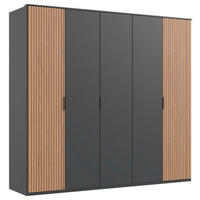 DREHTÜRENSCHRANK  in Graphitfarben, Eiche Artisan  - Schwarz/Graphitfarben, Trend, Holzwerkstoff/Metall (225/210/58cm) - Carryhome