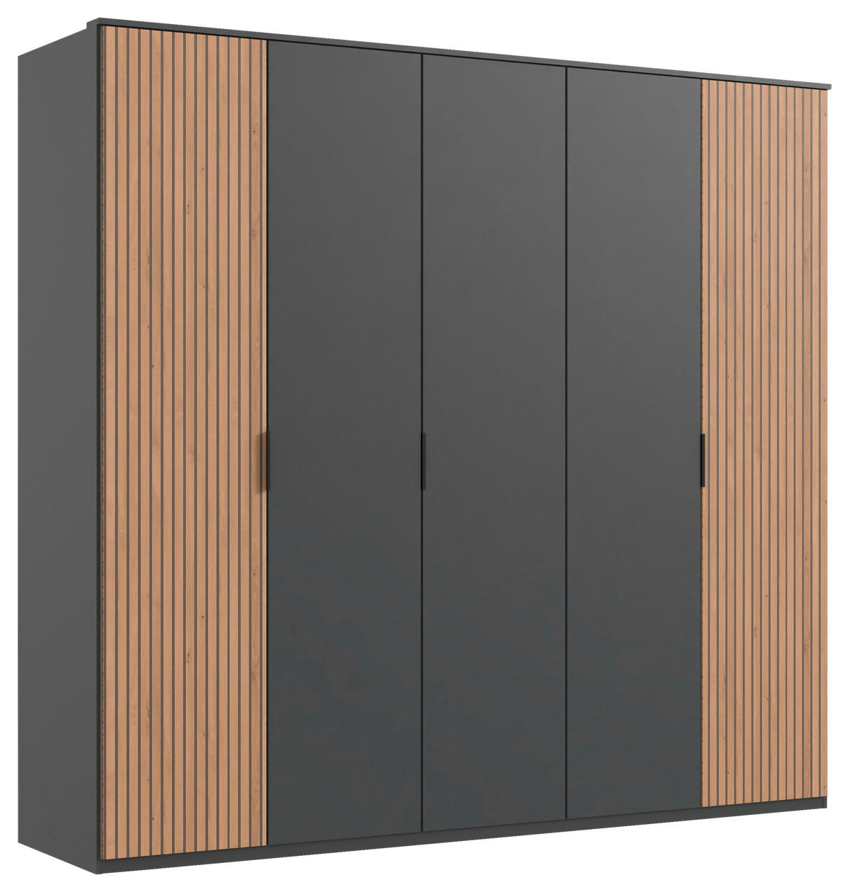 DREHTÜRENSCHRANK  in Graphitfarben, Eiche Artisan  - Schwarz/Graphitfarben, Trend, Holzwerkstoff/Metall (225/210/58cm) - Carryhome