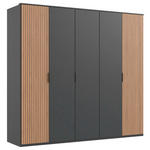 DREHTÜRENSCHRANK  in Graphitfarben, Eiche Artisan  - Schwarz/Graphitfarben, Trend, Holzwerkstoff/Metall (225/210/58cm) - Carryhome
