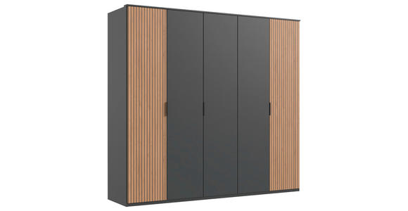 DREHTÜRENSCHRANK  in Eiche Artisan, Graphitfarben  - Schwarz/Graphitfarben, Trend, Holzwerkstoff/Metall (225/210/58cm) - Carryhome