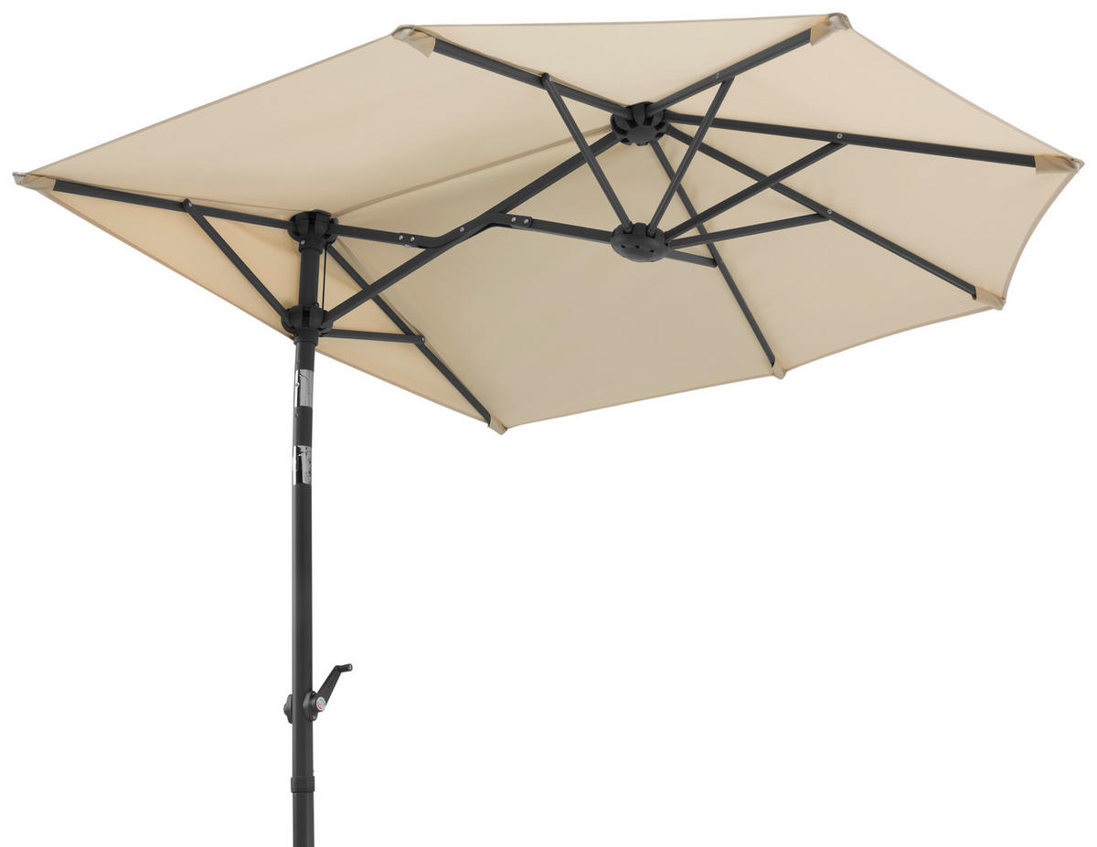 AMPELSCHIRM 150 cm Naturfarben  - Anthrazit/Naturfarben, Basics, Textil/Metall (150/228/150cm) - Schneider