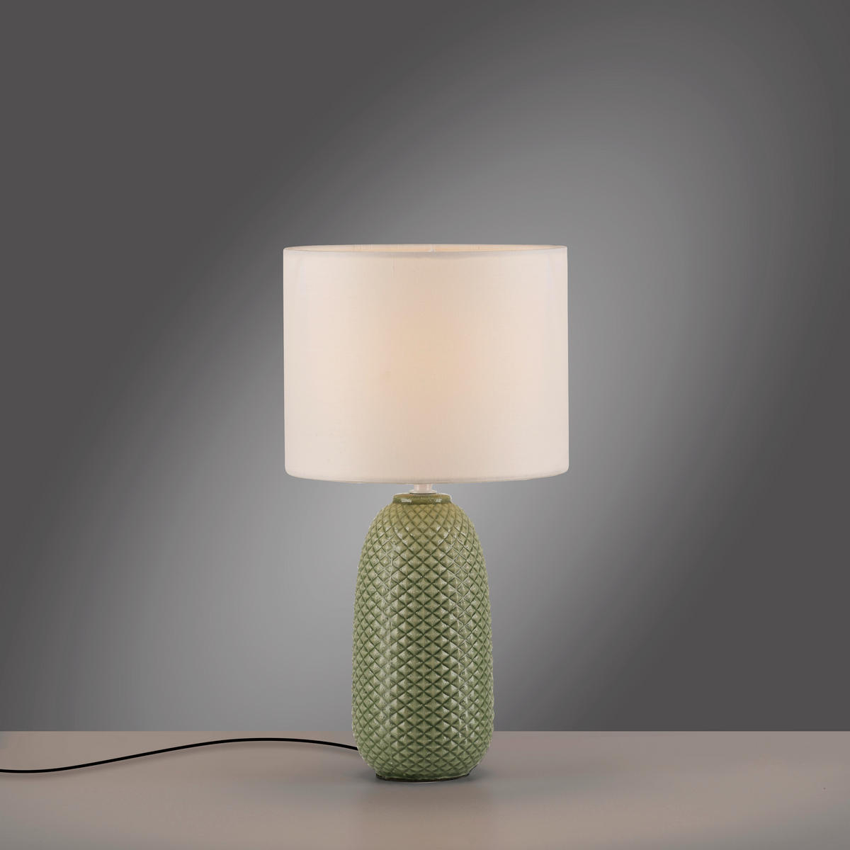 TISCHLEUCHTE PINE 20/20/38 cm  - Weiß/Grün, Design, Glas/Kunststoff (20/20/38cm)