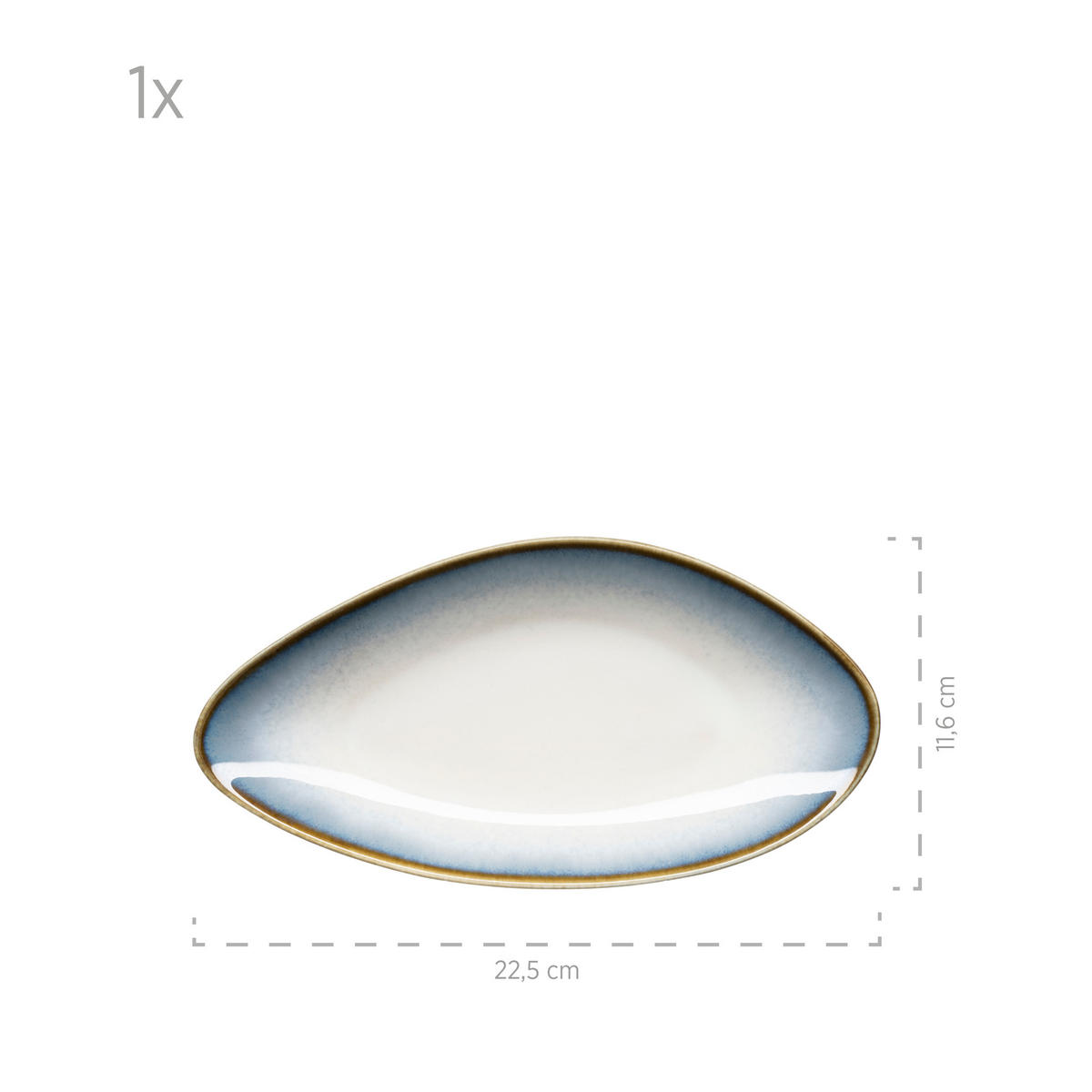 SERVIERPLATTE - Weiß/Hellblau, Basics, Keramik (36,5/12,5/21,5cm) - Mäser