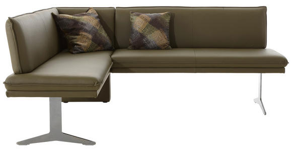 ECKBANK 158/205 cm in Grün, Edelstahlfarben - Edelstahlfarben/Grün, Design, Leder/Textil (158/205cm) - Moderano