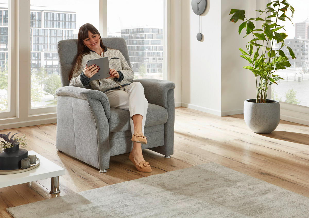 SESSEL in Flachgewebe Grau  - Alufarben/Grau, KONVENTIONELL, Textil/Metall (90/100/89cm) - Beldomo Comfort