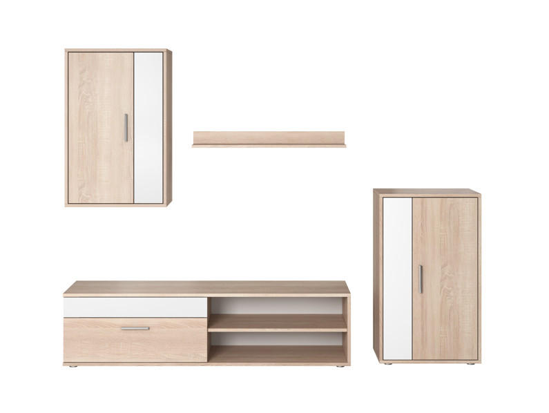 DNEVNI REGAL,  bela, hrast sonoma  - črna/siva, Basics, umetna masa/leseni material (190/150/40cm) - Boxxx