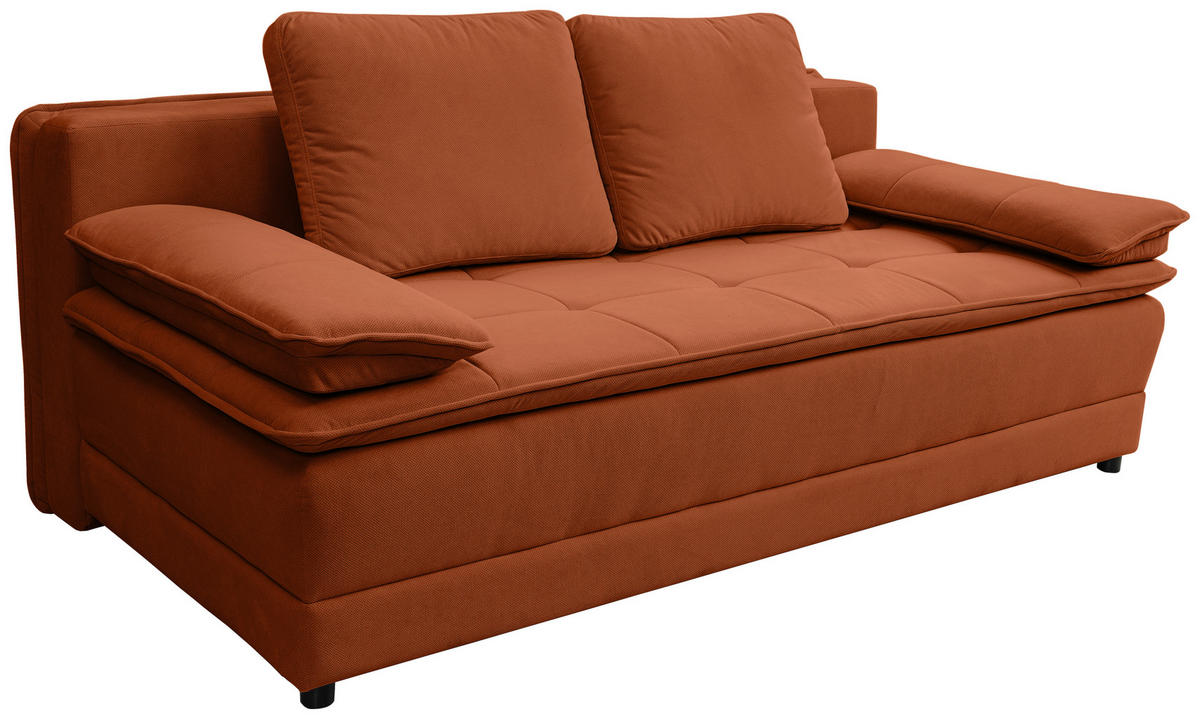 BÄDDSOFFA i vävt tyg rostfärgad  - svart/rostfärgad, Modern, textil/plast (202/73-92/105cm) - MID.YOU