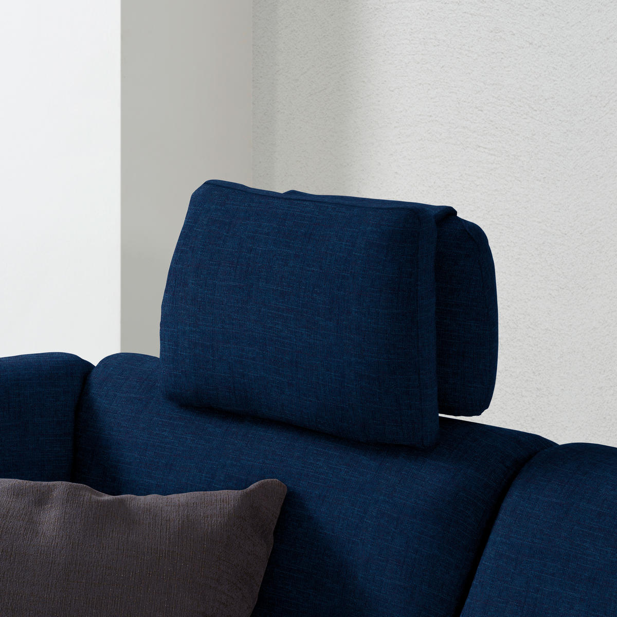 ECKSOFA in Chenille Dunkelblau  208/226 cm  - Schwarz/Dunkelblau, KONVENTIONELL, Textil (208/226cm) - Sedda