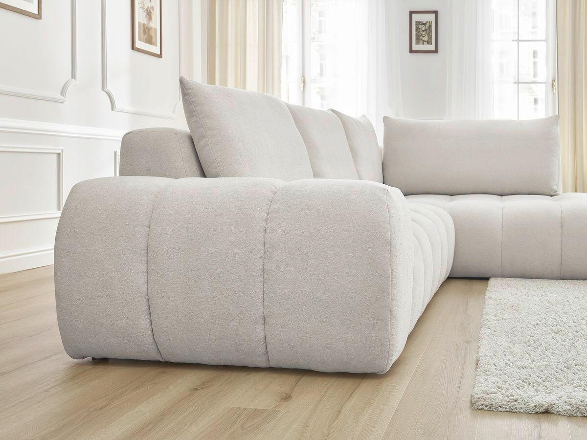 ECKSOFA Ottomane rechts  EVEREST Beige Struktur  - Beige/Schwarz, MODERN, Kunststoff/Textil (352/210cm) - Livetastic