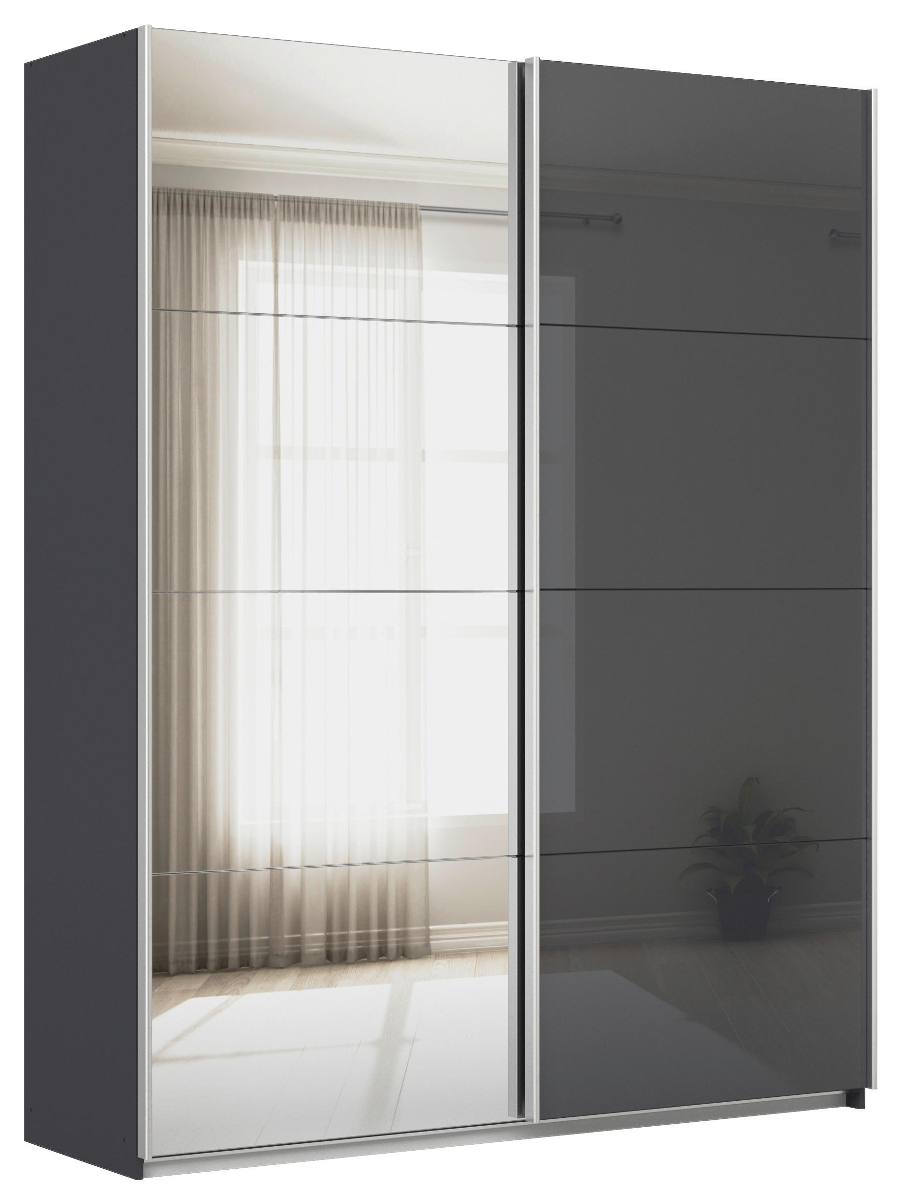 Schwebetürenschrank Mit Spiegel 181cm, Anthrazit