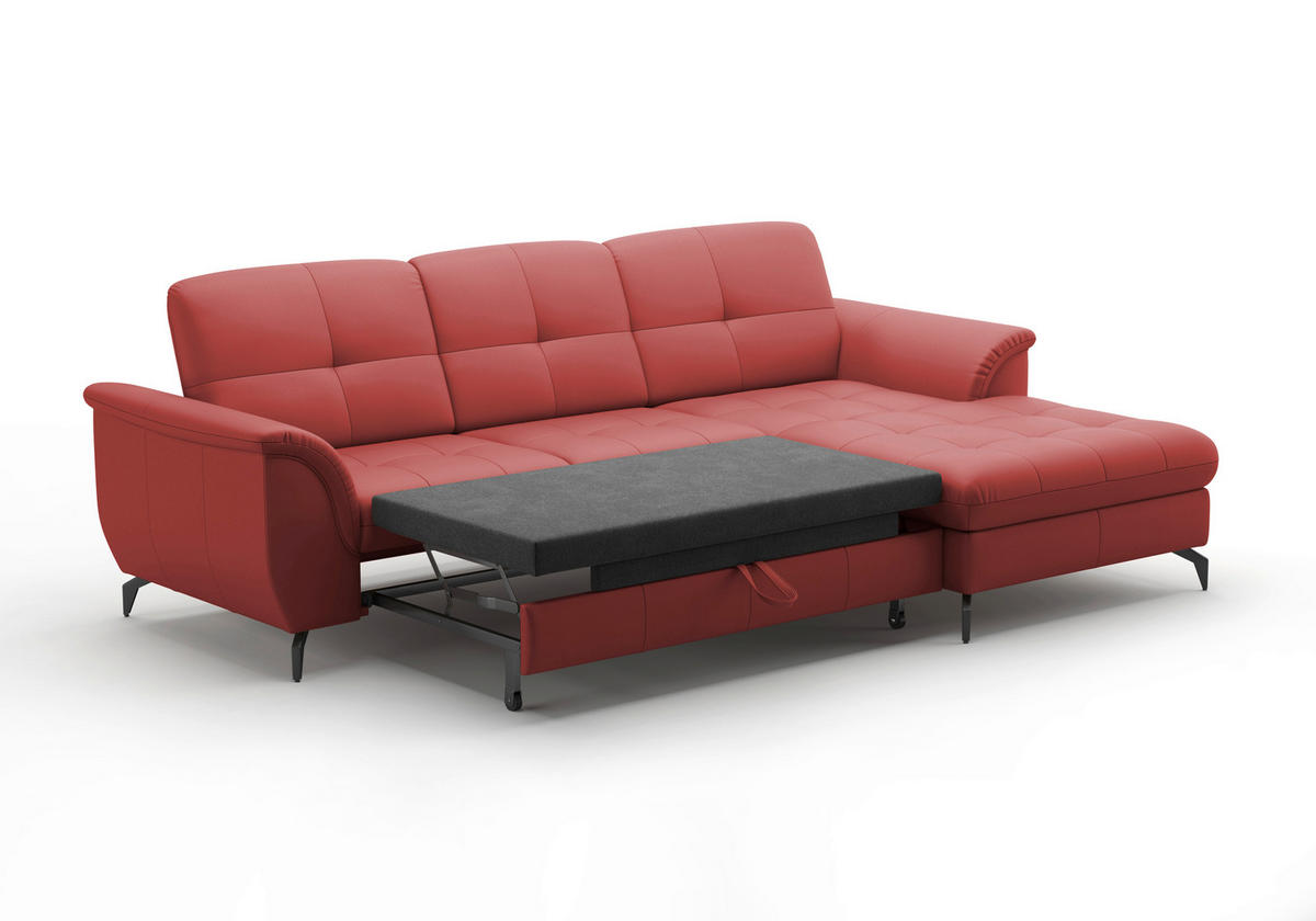 ECKSOFA in Vliesstoff Kombination Echtleder/Stoff Rot  262/164 cm  - Rot/Schwarz, MODERN, Leder/Textil (262/164cm) - Sit & More