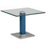 BEISTELLTISCH in Metall, Glas 60/60/46-65 cm - Blau/Edelstahlfarben, Design, Glas/Kunststoff (60/60/46-65cm) BEISTELLTISCH in Metall, Glas 60/60/46-65 cm - Blau/Edelstahlfarben, Design, Glas/Kunststoff (60/60/46-65cm)