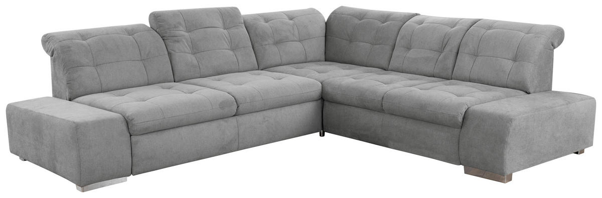 ECKSOFA in Flachgewebe Grau  - Chromfarben/Grau, Modern, Kunststoff/Textil (283/254cm) - Sit & More