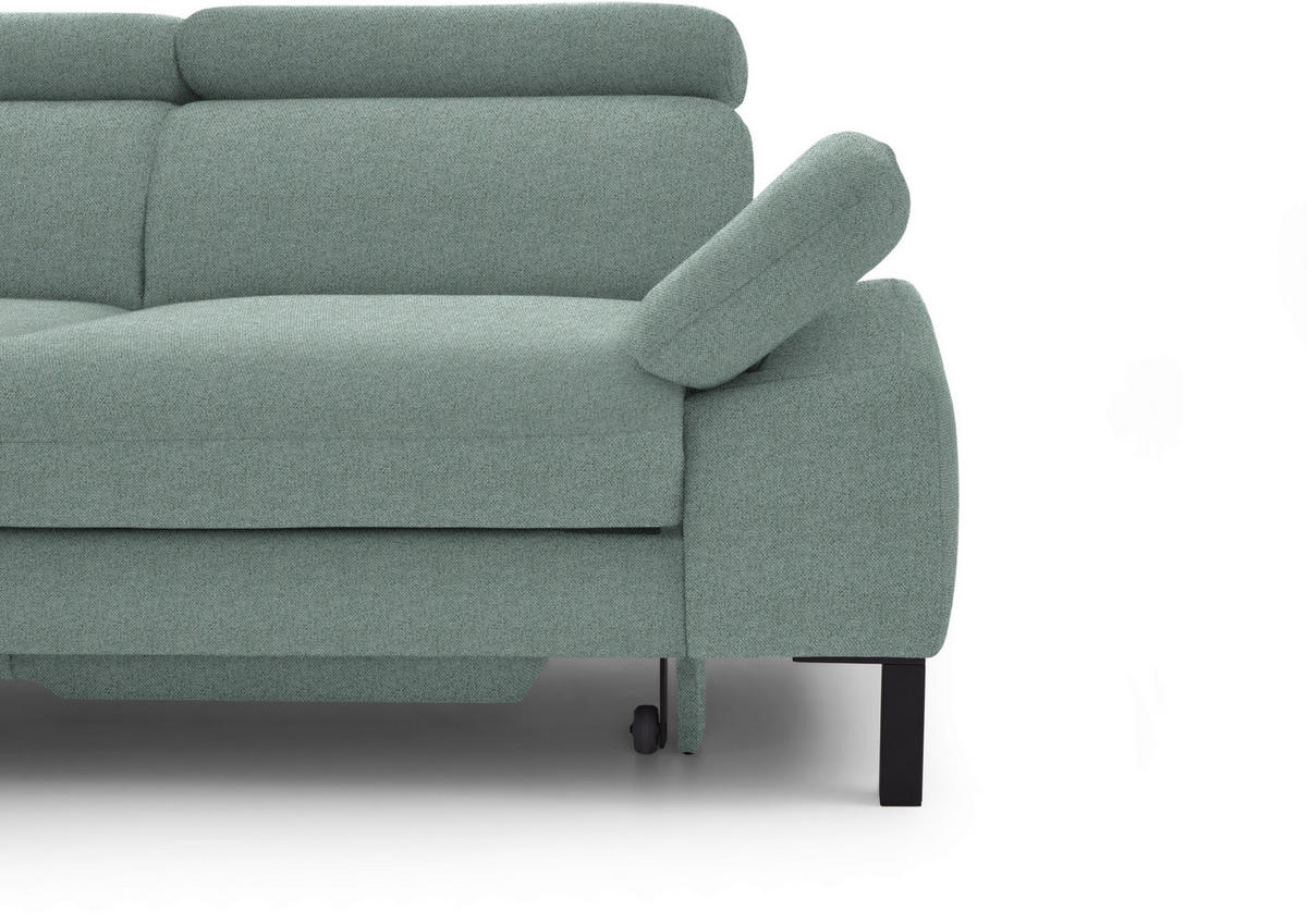 ECKSOFA in Flachgewebe Mintgrün  - Schwarz/Mintgrün, Design, Holzwerkstoff/Textil (217/272cm) - Pure Home Comfort