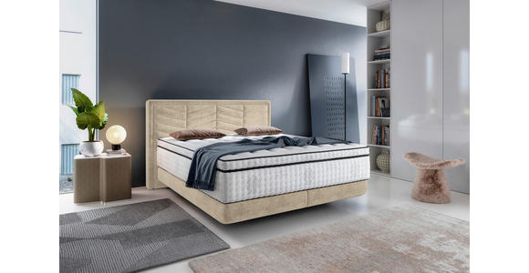 BOXSPRINGBETT 180/200 cm  in Beige  - Beige/Schwarz, KONVENTIONELL, Kunststoff/Textil (180/200cm) - Carryhome